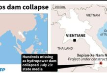 লাওসে জলবিদ্যুৎ বাঁধ বিধ্বস্ত হয়ে শত শত মানুষ নিখোঁজ